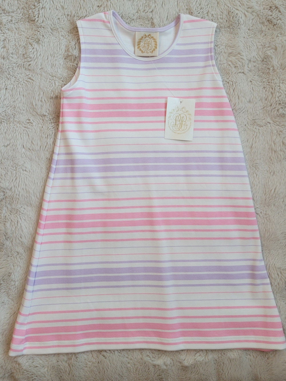 Beaufort Bonnet Girls' Striped Sleeveless Nightgown - Pink & Lavender